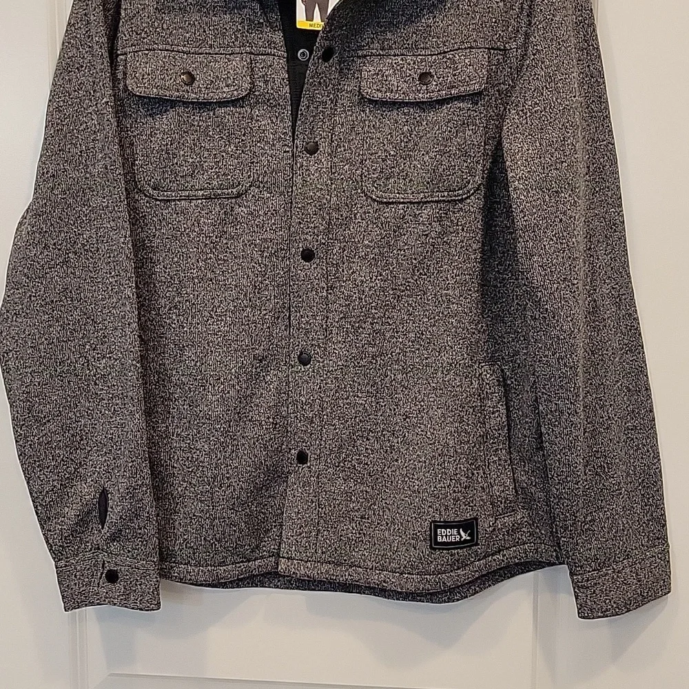 Eddie Bauer Men's Sweater Fleece Shirt Jacket Shacket Charcoal Medium NWT